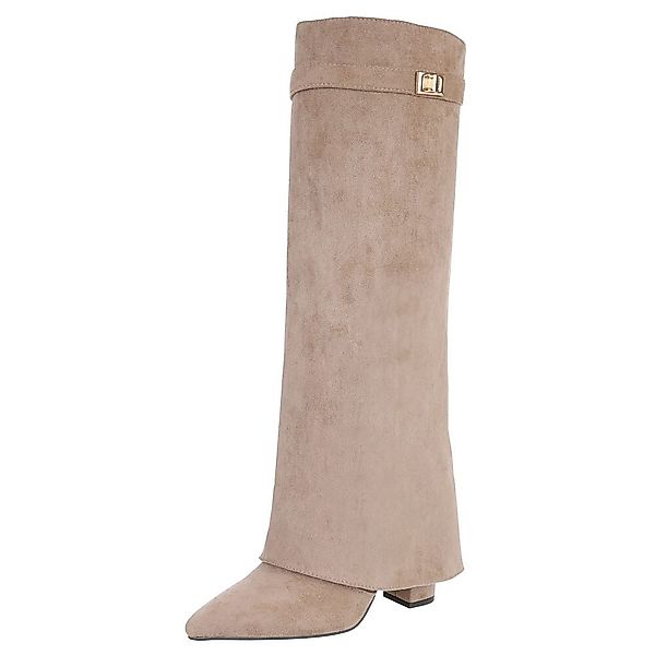 Ital-Design Elegante kniehohe Stiefelette mit Blockabsatz günstig online kaufen
