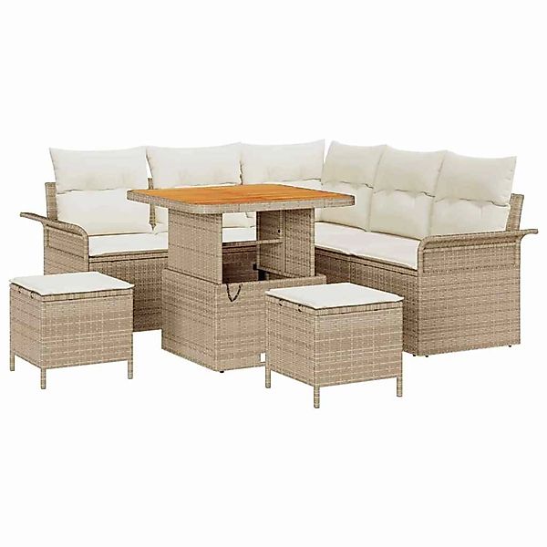 vidaXL Garten-Sofa-Set Höhenverstellbar 8-Tlg Beige Poly Rattan 3362131 günstig online kaufen