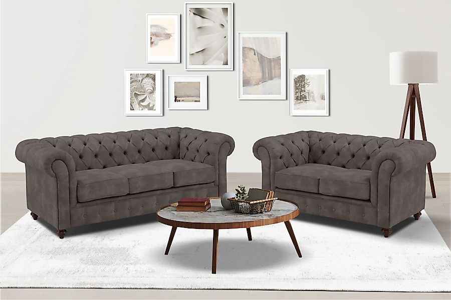 Home affaire Sitzgruppe "Chesterfield", (2 tlg.), hochwertige Knopfheftung, günstig online kaufen