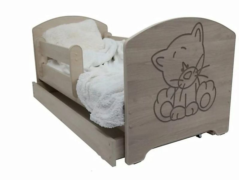 iGLOBAL Kinderbett Komplettbett Eingraviertes Kätzchen 140x70 cm für Mädche günstig online kaufen