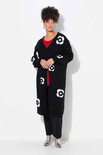 MIAMODA Strickjacke Strickjacke Straight Fit Blüten-Streifen günstig online kaufen