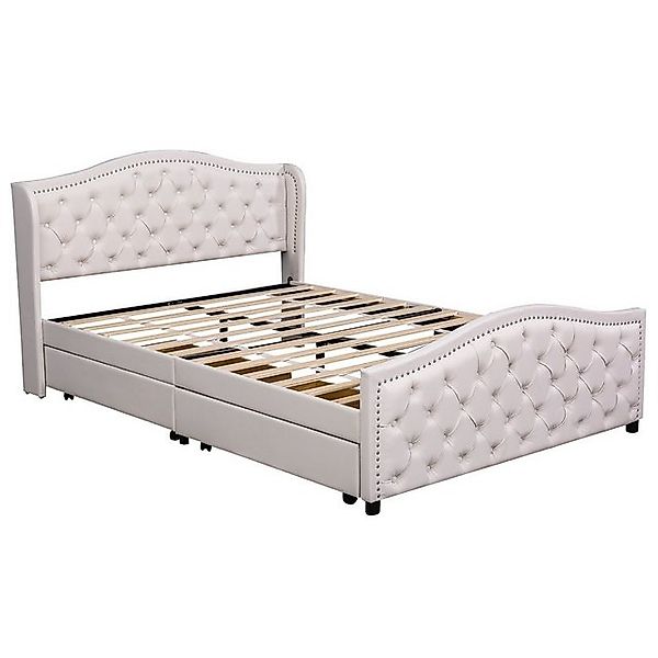 Gotagee Polsterbett Doppelbett Schubkästen+Hohes Kopfteil Stauraumbett PU F günstig online kaufen