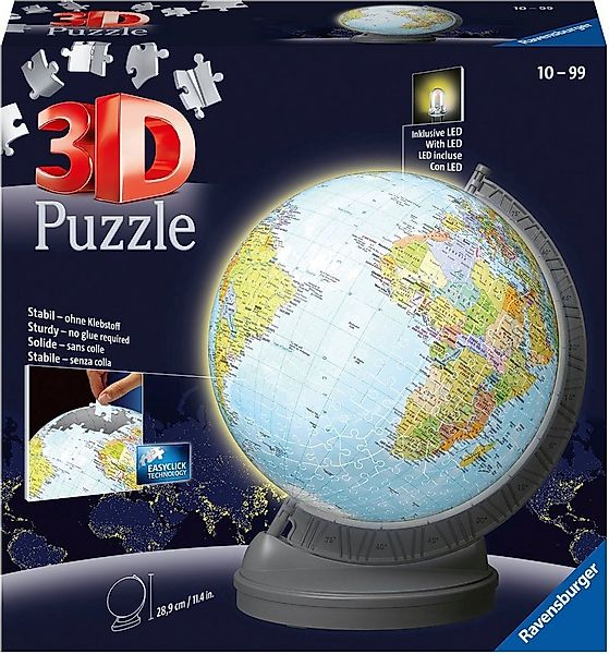 Ravensburger 3D-Puzzle Globus mit Licht, 540 Puzzleteile, mit LED-Modul, Ma günstig online kaufen