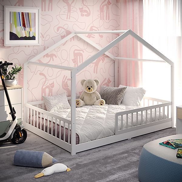 CADANI Kinderbett Malte Bodenbett Hausbett weiß günstig online kaufen