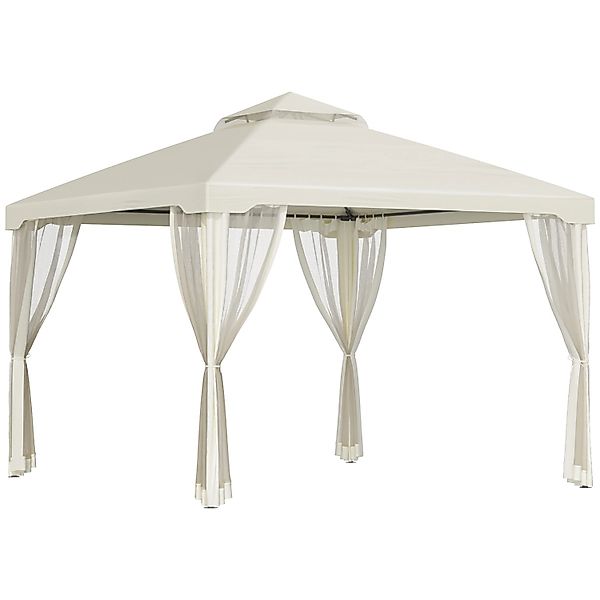 Outsunny Pavillon Polyester Metall Cremeweiß 294L x 294Bx 265H cm günstig online kaufen