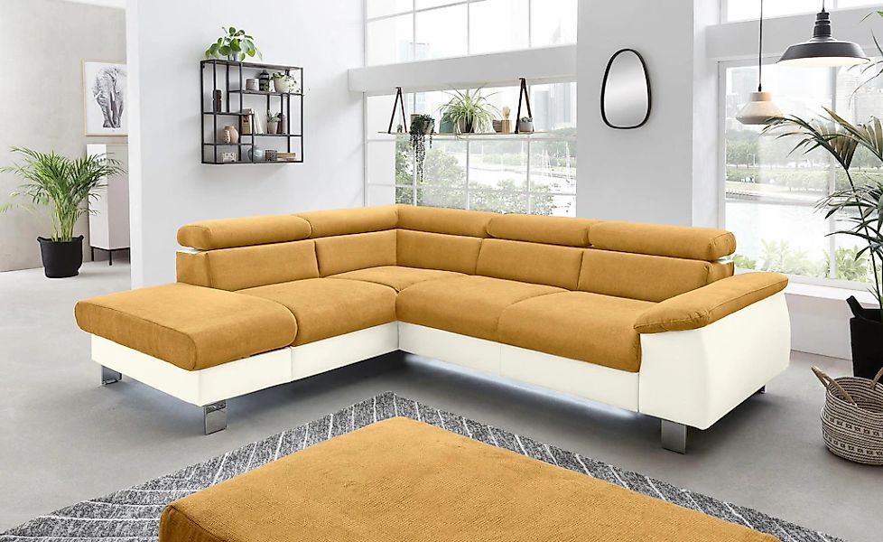 COTTA Ecksofa "Komaris L-Form, B: 249 cm" mit Kopfteilverstellung, optional günstig online kaufen