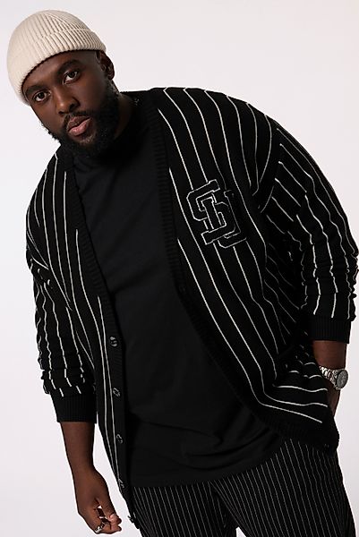 STHUGE Poloshirt STHUGE Strickjacke Nadelstreifen V-Auschnitt günstig online kaufen