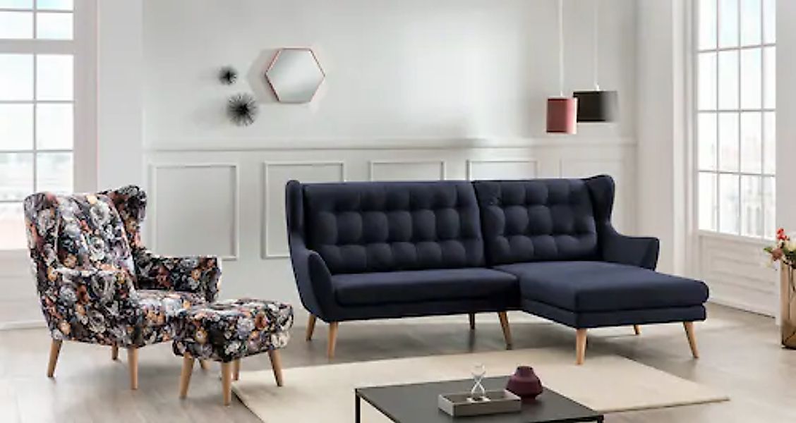 Home affaire Ecksofa »Louanne, L-Form« mit Holzfüßen günstig online kaufen