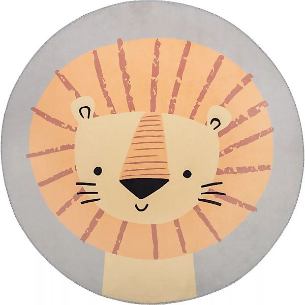 Kinder-Teppich Safari Adventure Löwenprint Ø 100 cm günstig online kaufen