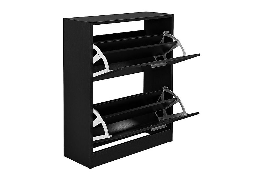 en.casa Schuhschrank »Wavre« Schuhkipper mit 2 Klappen 62x24x81cm schwarz günstig online kaufen