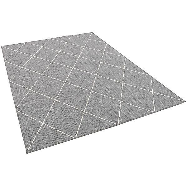 Pergamon In- und Outdoor Teppich Beidseitig Newport Grau Weiss Rauten 80x15 günstig online kaufen