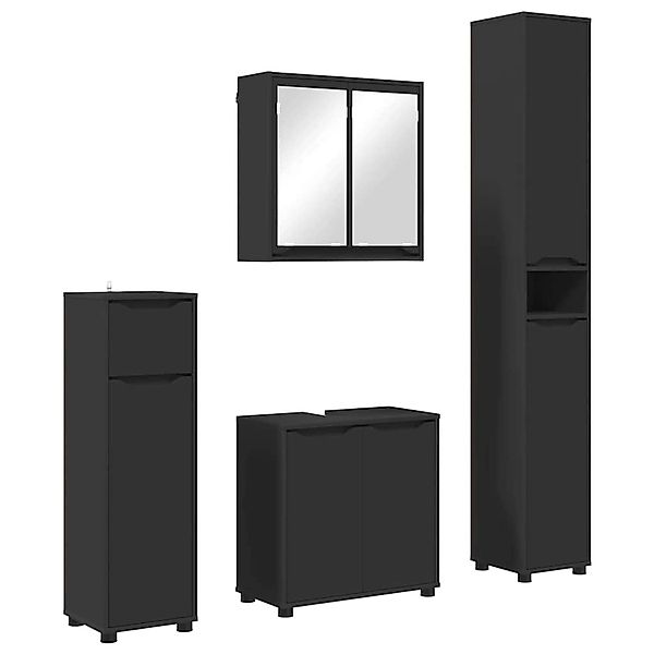 vidaXL Badezimmermöbel-Set mit Schubladen 4-Tlg Schwarz Holzwerkstoff 34038 günstig online kaufen