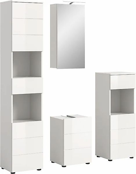 welltime Badmöbel-Set »Biel, Höhe 190 cm,Hochschrank,WBU, Spiegelschrank, U günstig online kaufen