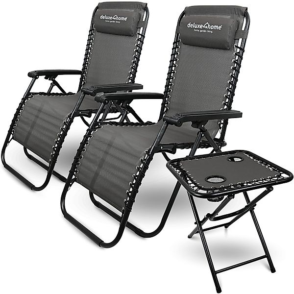 deluxe4home Gartenliege Liegestuhl Set mit Klapptisch günstig online kaufen
