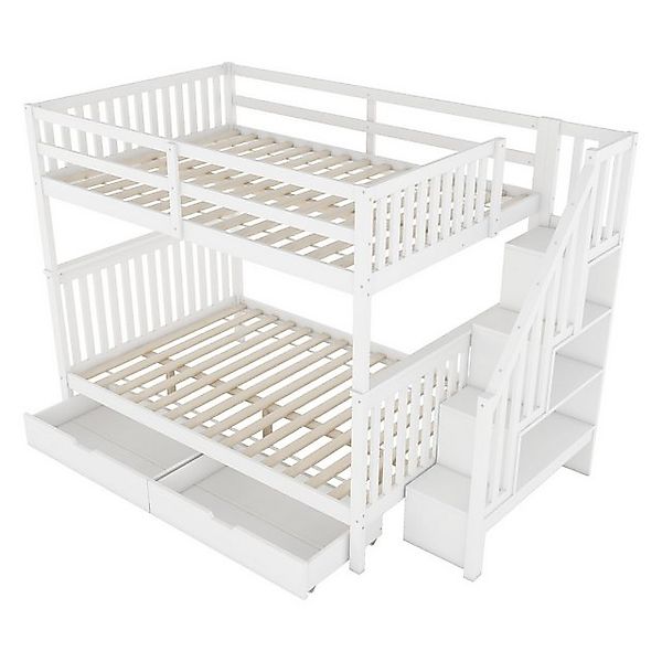 HAUSS SPOLE Etagenbett 140x200cm, mit zwei Schubladen, hohe Geländer, Trepp günstig online kaufen