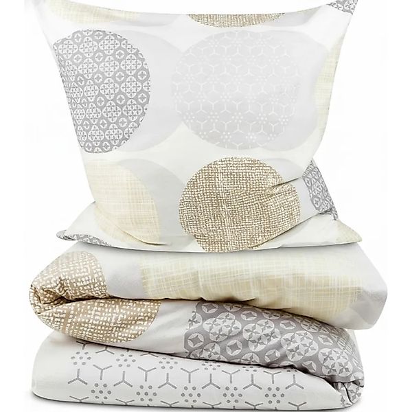 Beautissu Josi Bettwäsche 135x200cm + Kissenbezug 80x80cm Beige Biber günstig online kaufen