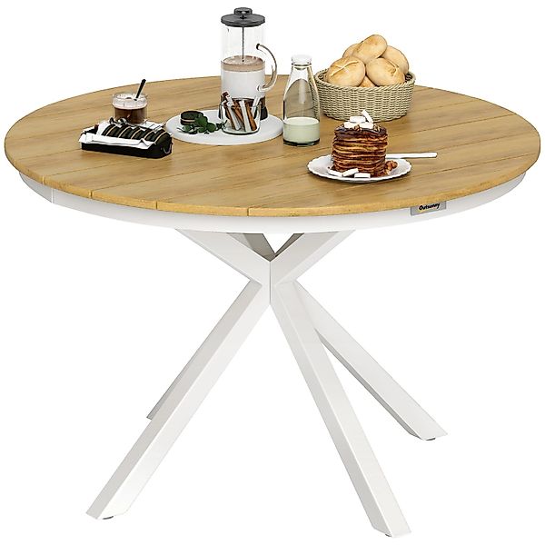 Outsunny Gartentisch Aluminium Kunststoff 118 x 74H cm Teak günstig online kaufen