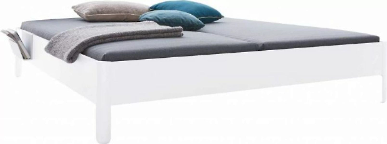 NAIT Doppelbett farbig lackiert Reinweiß 200 x 210cm Ohne Kopfteil günstig online kaufen