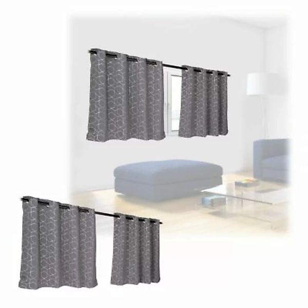 relaxdays 4 x Vorhang mit Muster 90 x 135 cm grau günstig online kaufen