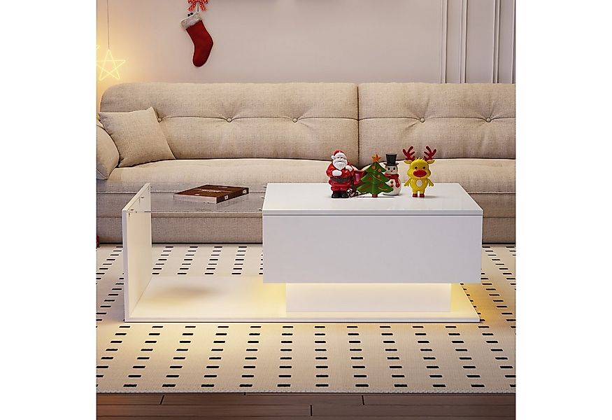 MODFU Couchtisch mit LED-Beleuchtung (1-St., mit 1 Schublade,100x50x32cm), günstig online kaufen