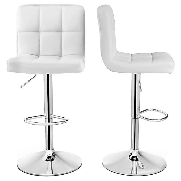 Costway Barhocker 2er Set Aus Kunstleder 150 kg Belastbar Weiß günstig online kaufen