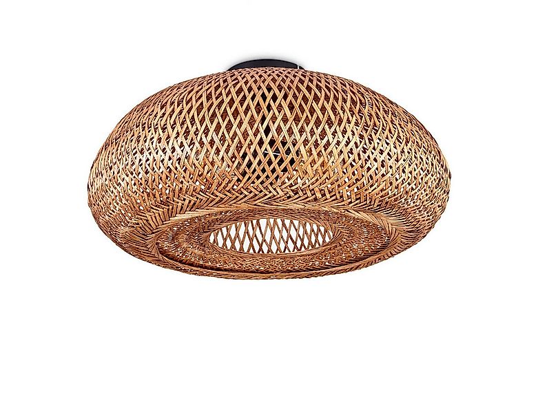 hofstein Deckenleuchte moderne Deckenlampe aus Metall/Bambus/Holz in Schwar günstig online kaufen