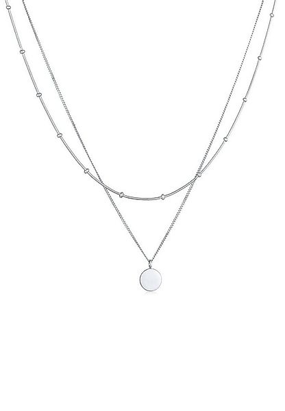 Elli Ketten-Set 2-lagig Layer Plättchen Kreis 925 Silber, Kugel günstig online kaufen