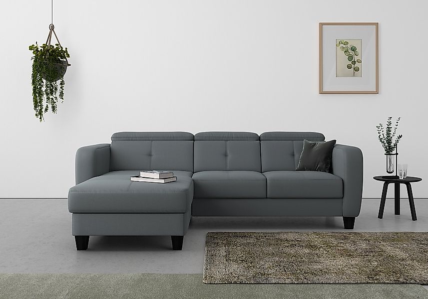 sit&more Ecksofa "Belluci L-Form" inklusive Federkern, wahlweise mit Bettfu günstig online kaufen