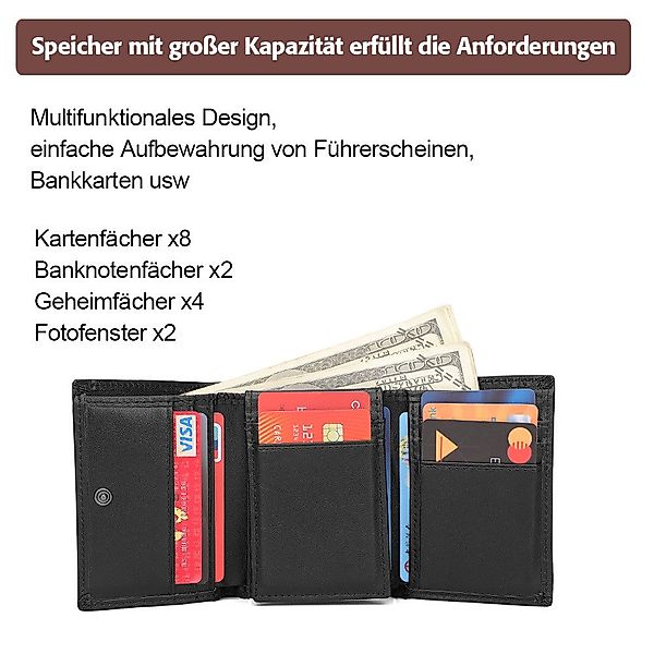 ZEUOPQ Brieftasche 3-lagige Geldbörse aus echtem günstig online kaufen