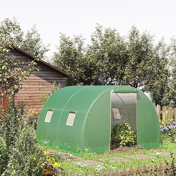 Outsunny Foliengewächshaus Polytunnel 3x3m, begehbar mit 4 Fenstern, Frosts günstig online kaufen