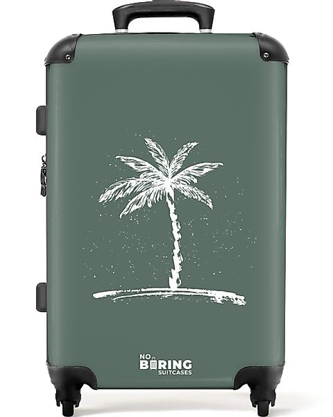 NoBoringSuitcases.com© Hartschalen-Trolley Grün mit weißer Palme günstig online kaufen