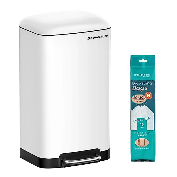 Songmics Mülleimer Petaja 30, Weiß-Schwarz günstig online kaufen