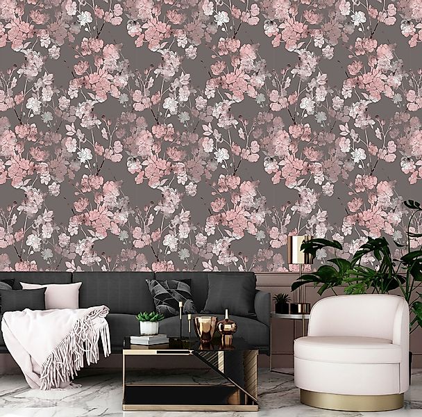 queence Vinyltapete »Parker«, bedruckt-Motiv-botanisch-floral-gemustert-nat günstig online kaufen