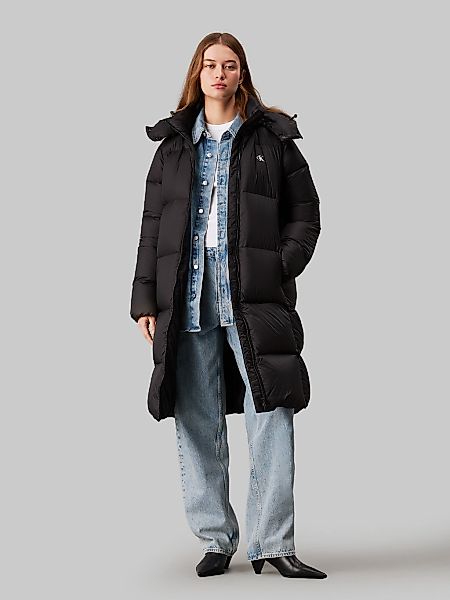 Calvin Klein Jeans Langjacke "DOWN LONG PUFFER", mit Kapuze, mit Logodruck günstig online kaufen