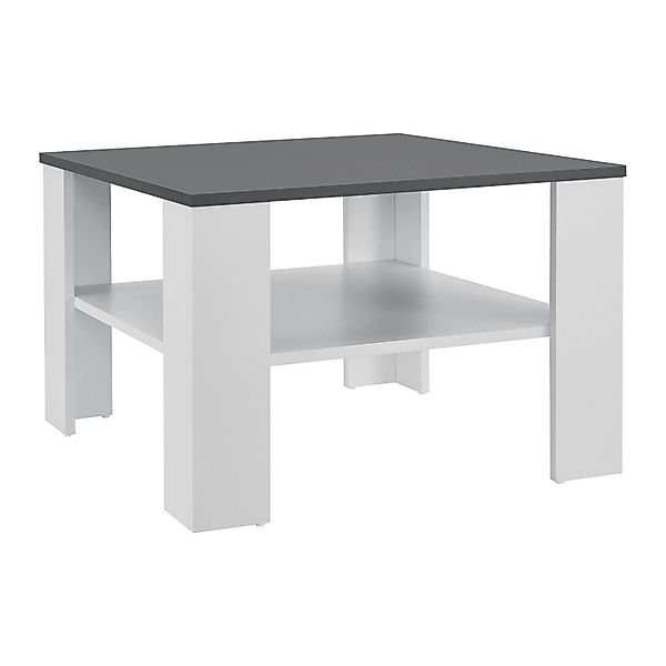 Juskys Couchtisch 60 x 60 x 40 cm mit Ablage Weiß Dunkelgrau günstig online kaufen