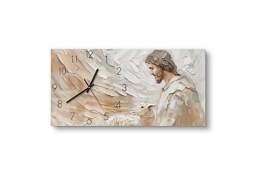 DEQORI Wanduhr 'Der gute Hirte' (Glas Glasuhr modern Wand Uhr Design Küchen günstig online kaufen