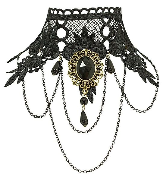 Das Kostümland Brosche Gothik Spitzen Halskette mit Brosche - Schwarz günstig online kaufen