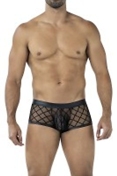 Hüftshorts aus Netzmaterial mit Karomuster - Schwarz günstig online kaufen