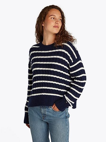 Tommy Hilfiger Rundhalspullover SOFT CO CABLE C-NK LS SWT mit Zopfmuster günstig online kaufen