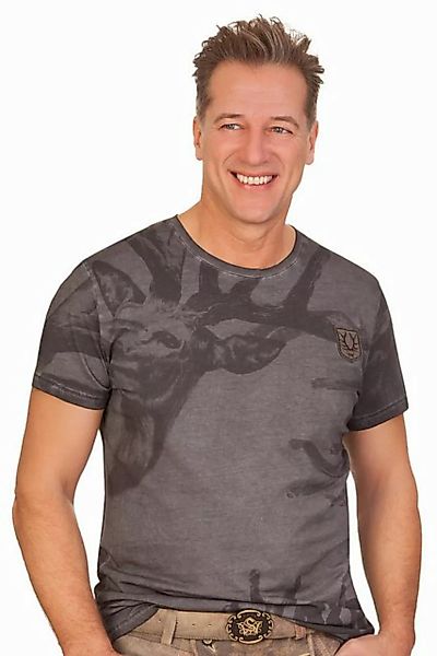 KRÜGER BUAM Trachtenshirt Trachtenshirt Herren - HIRSCHGEWEIH - braun, grau günstig online kaufen