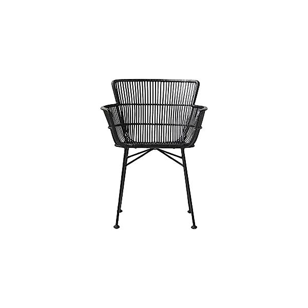 Lounge Sessel Cuun aus Rattan in Schwarz und Eisen günstig online kaufen