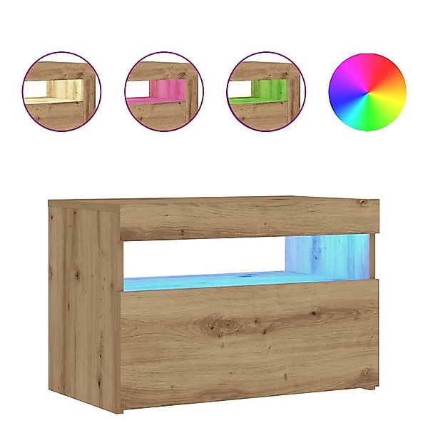 vidaXL Nachttisch mit LED-Leuchten Artisan-Eiche 60x35x40 cm 3329176 günstig online kaufen