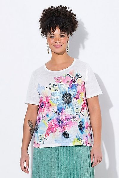 MIAMODA T-Shirt T-Shirt Komfort Fit Blumen-Muster Glitzersteinchen günstig online kaufen