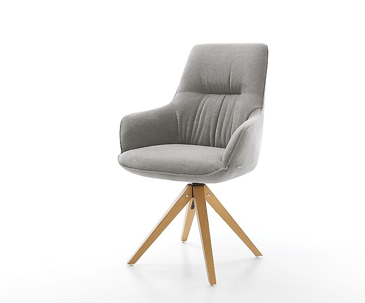 Drehstuhl Zelia-Flex mit Armlehnen Strukturstoff Soft Grau Holzgestell kant günstig online kaufen