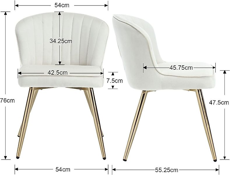 WAHSON OFFICE CHAIRS Esszimmerstuhl 2er Set, Gebogene Linie Rückenlehne, Kü günstig online kaufen