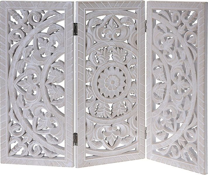 Meinposten Dekoobjekt Holzornament weiß 60x45 cm shabby Landhaus Mandala Ho günstig online kaufen