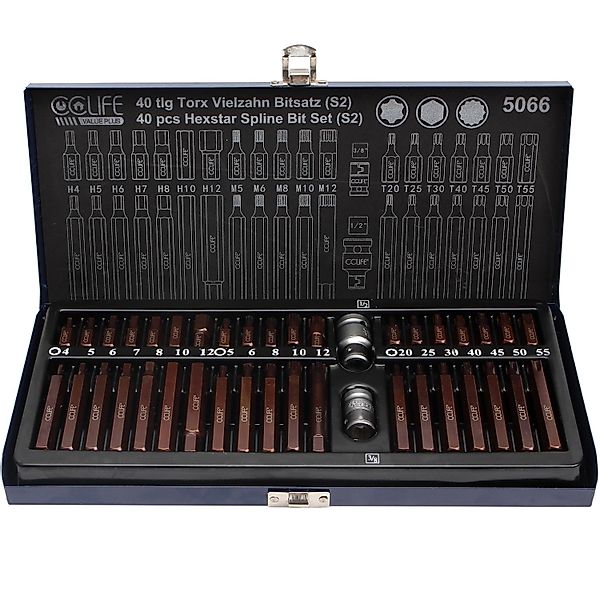 CCLIFE Torx Vielzahn Bit Nuss Satz 40tlg XZN Innen Vielzahn Sechskant Steck günstig online kaufen