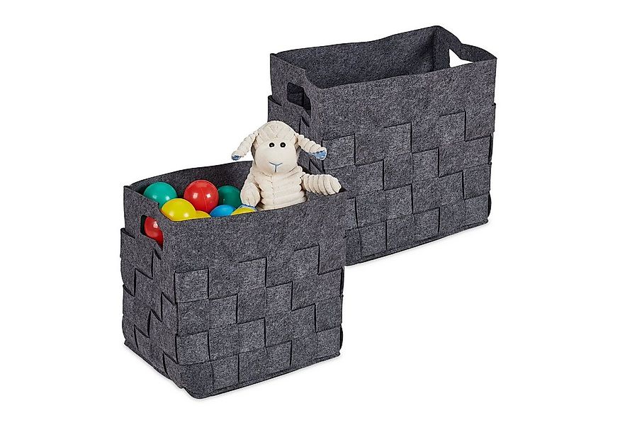 relaxdays Allzweckkorb Grauer Aufbewahrungskorb Filz 2er Set günstig online kaufen
