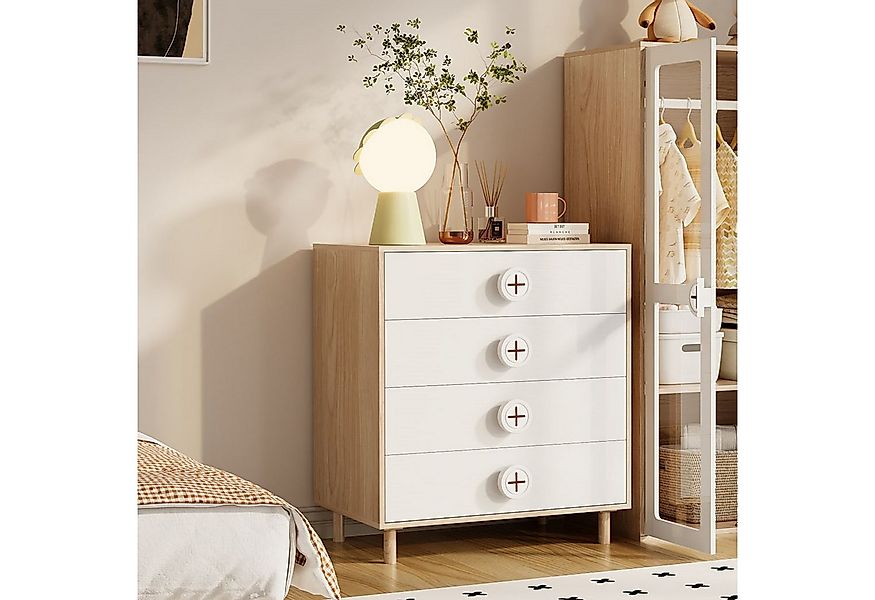 Flieks Kleiderschrank Nachttisch Kommode Aufbewahrungsschrank mit 4 Schubla günstig online kaufen