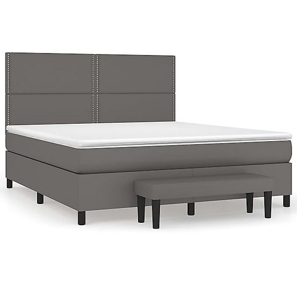 vidaXL Boxspringbett, Boxspringbett mit Matratze Grau 180x200 cm Kunstleder günstig online kaufen